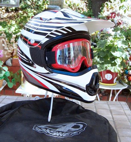 Answer racing boys motocross helmet - white/blk - &#034;youth&#034; s/m