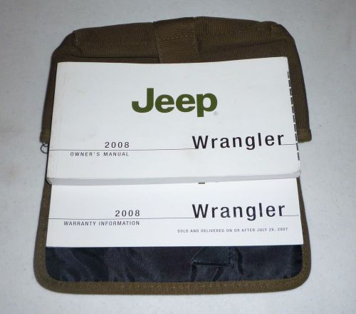 2008 jeep wrangler owners manual guide set 08 w/case