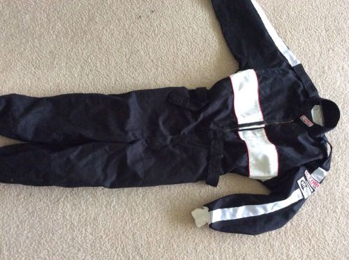 Kids youth g force blackracing suit one piece - size l - sfi 3-2a/1