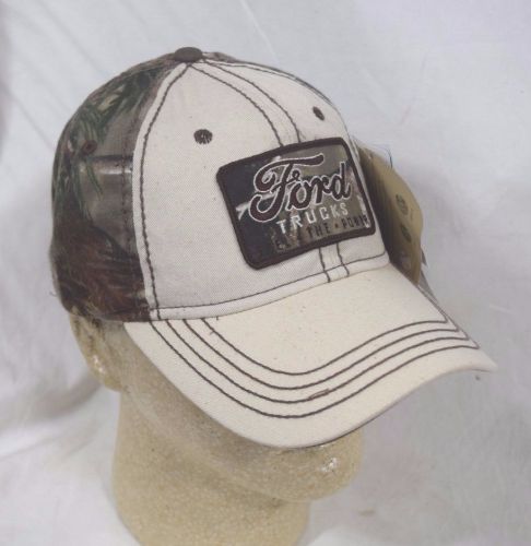 Ford trucks cap cream &amp; realtree ap camo baseball hat official licensed new