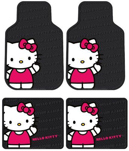 Hello kitty sanrio waving front & rear car truck suv seat rubber floor mats