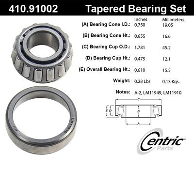 Centric 410.91002e rear wheel bearing-wheel bearing & race