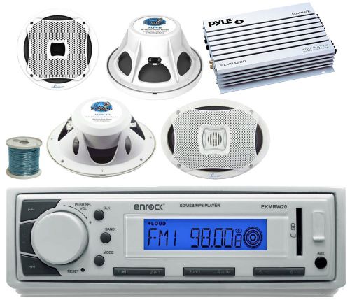 Marine am fm aux usb radio,6x9&#034; speakers/10&#034; subwoofer &amp; wires, marine amplifier