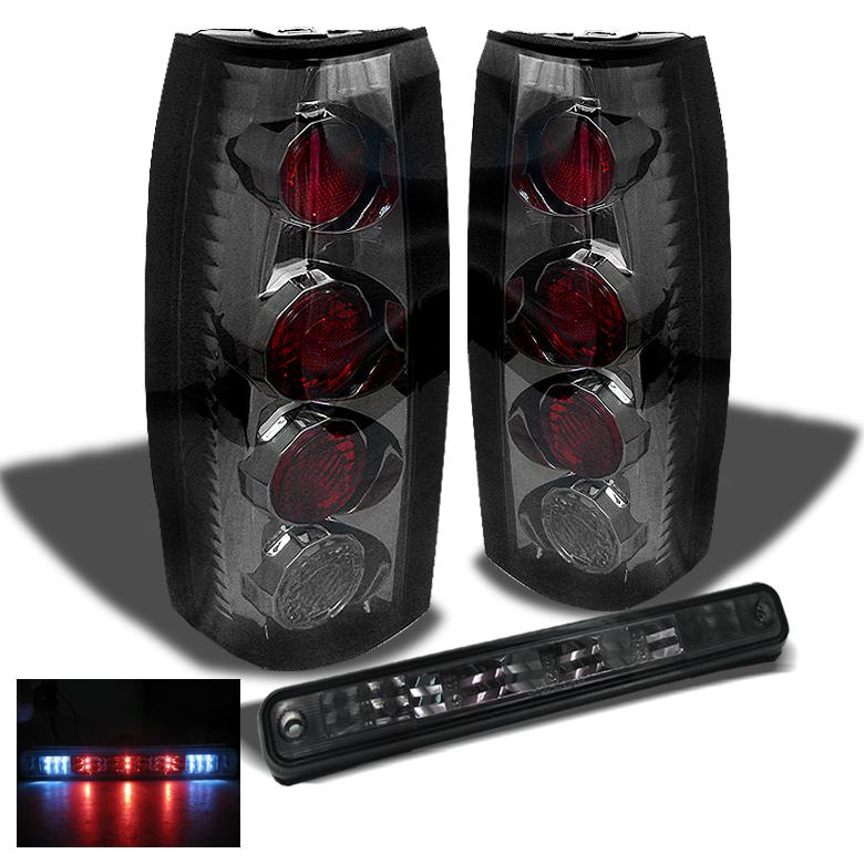 Smoked 88-98 c/k c10 full size sierra silverado tail lights+full led brake lamp