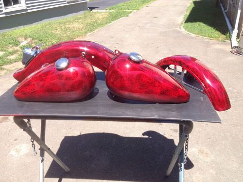 Harley-davidson low rider 1978 gas tank and fenders with custom vintage paint