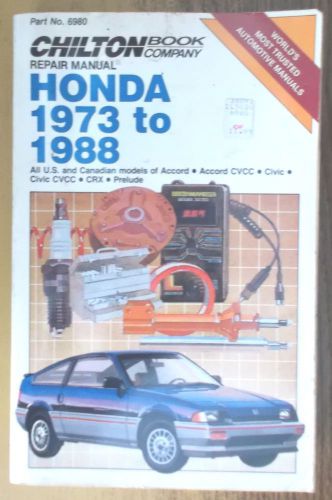 1973-1988 honda chilton book co repair tune up guide manual part no. 6980