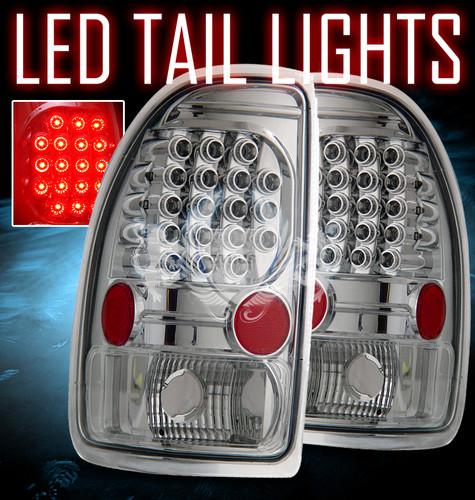 97-04 dodge dakota chrome led tail lights brake lamps+led daytime fog lamps