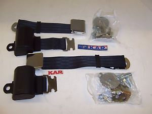 1965 through 1973 mustang coupe fastback black retractable front seat belts, 2