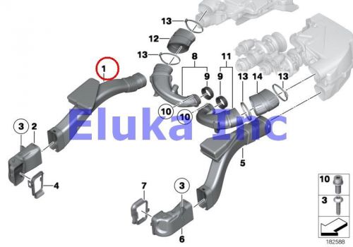 Bmw genuine fuel system intake muffler air duct air channel 1-4 f07 f10 f12 f13