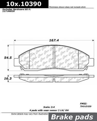 Centric 105.10390 brake pad or shoe, front