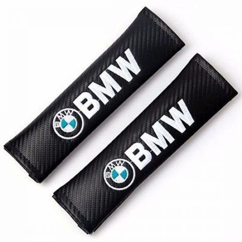 2pcs carbon fiber embroidery auto seat belt cover pads shoulder cushion for bmw