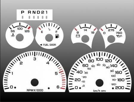 1998-2002 dodge ram metric kph kmh instrument cluster white face gauges 98-02