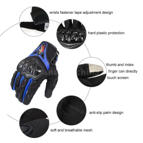 Pro-biker motorcycle cycling racing riding full finger gloves m l xl blue l i8q7