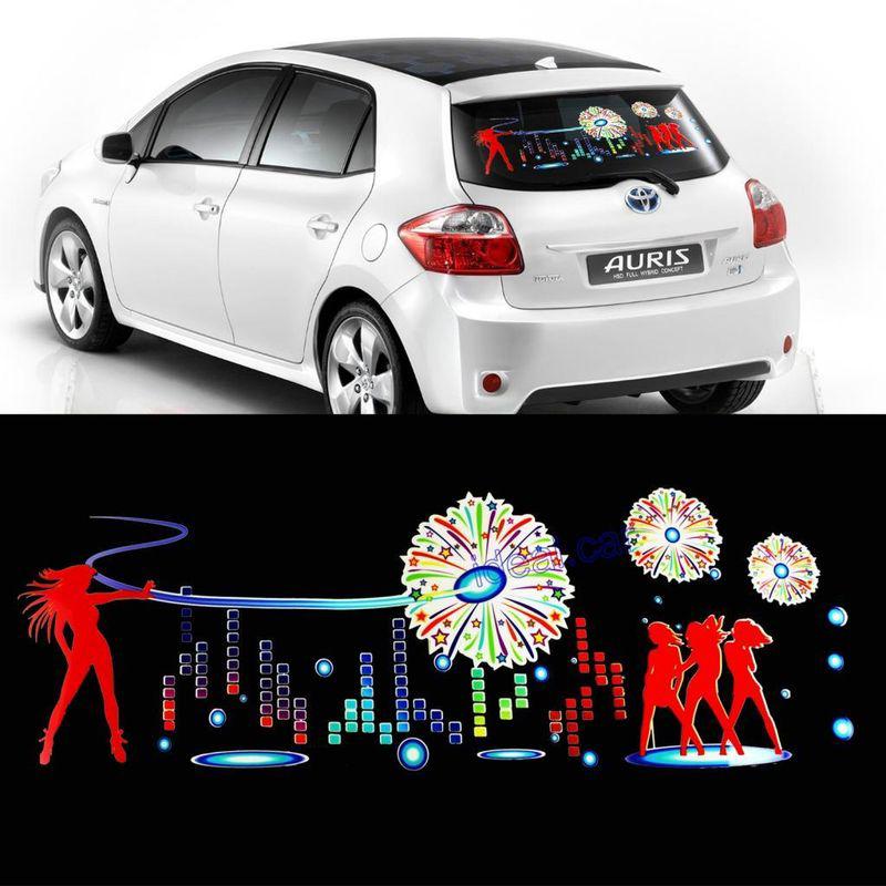 90x25 car firework sticker music rhythm led flash lamp sound activated equalizer