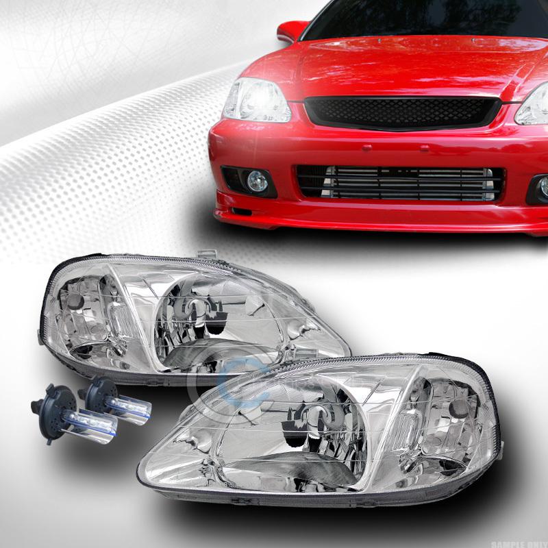 6000k hid xenon chrome crystal head lights signal lamps dy 99-00 honda civic ek9