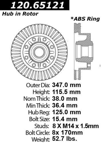 Centric 120.65121 front brake rotor/disc-premium rotor-preferred