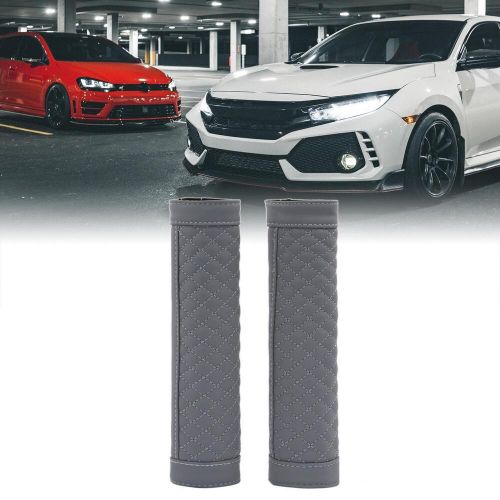 2pcs hook loop fastener car seatbelt cover shoulder comfortable pad cushion gray