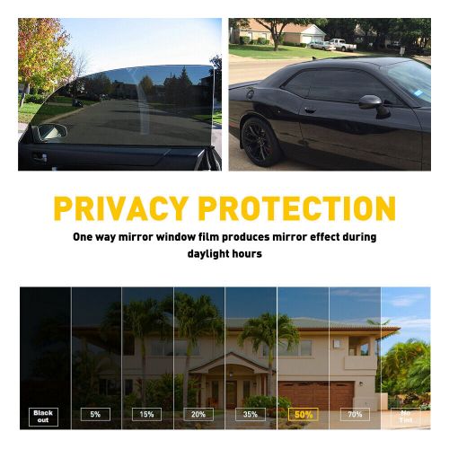 20&#034;x10ft uncut roll window mirror gloosy blacktint film car home office 50%