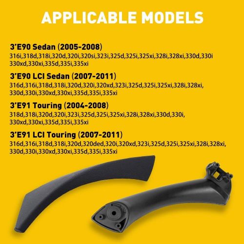 Passenger for e90 bmw 328i side inner outer door panel handle trim pull cover