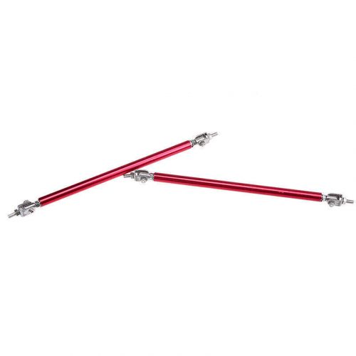 Pair red 15cm adjustable bumper lip air splitter support rods strut tie bar l+r