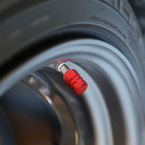 4x red aluminum car tire valve cap tyre valve stem air dust wheel rim caps cover