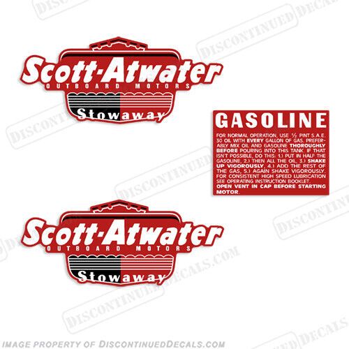 Fits scott atwater gasoline fuel gas tank stowaway 1950 outboard motor decals