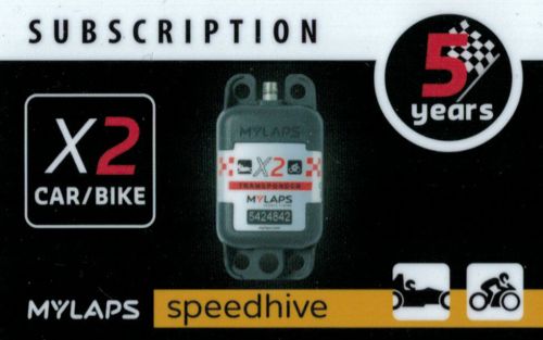 Mylaps x2 subscription 5-year renewal card for car/bike rechargeable transponder