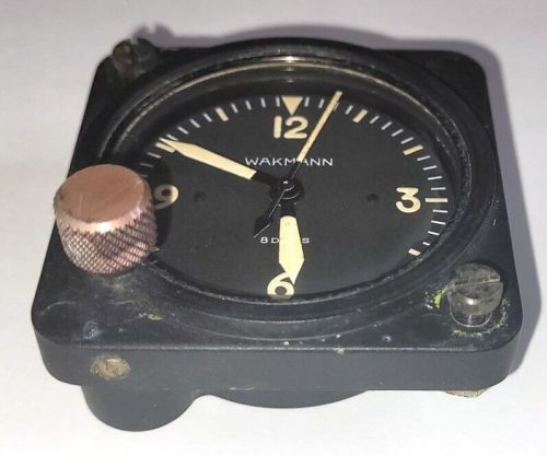 Wakmann aircraft 8-day aircraft military wind-up swiss made clock - works