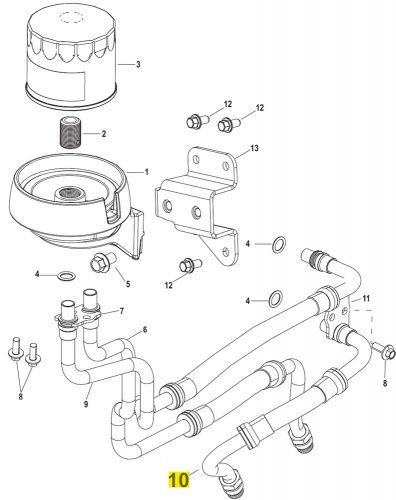 Mercruiser 6.2l 300hp 377cid oil line block to cooler pn 8m0098958