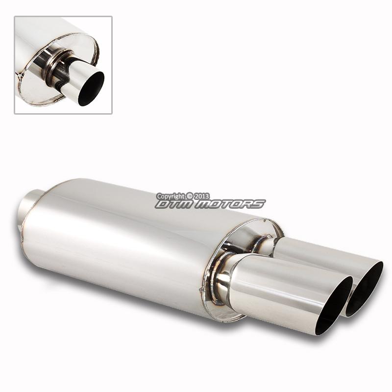 3" n1 style dual slant tip t-304 stainless steel 2.5" weld-on muffler exhaust