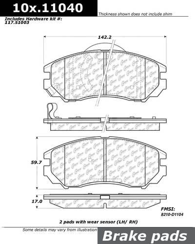 Centric 105.11040 brake pad or shoe, front