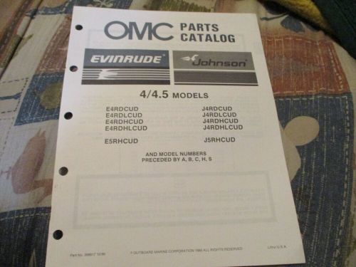 1987 omc evinrude johnson  4 &amp; 4.5 4 1/2  hp outboard parts catalog manual