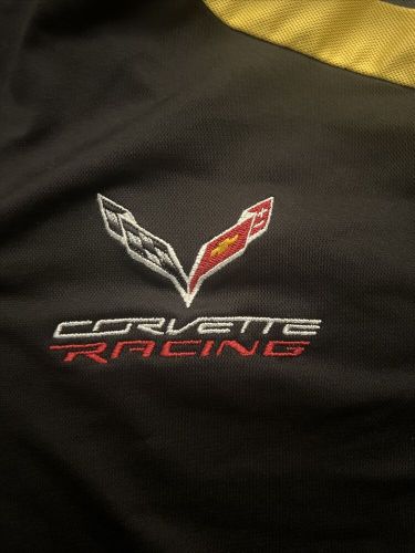 C8 corvette racing pegasus polo shirt: black/yellow extreme eperformance size xl