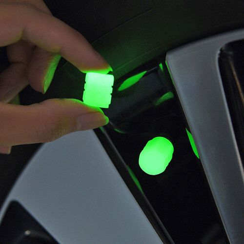 4× green luminous car wheel tyre tire air valve stem cap screw cover accessories