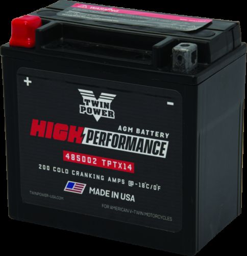 Twin power ytx14 high performance battery replaces h-d 65948-00 made in usa