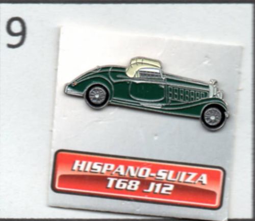 Hispano-suiza t68 j12  - enamel &amp; metal lapel pin on card (c1)