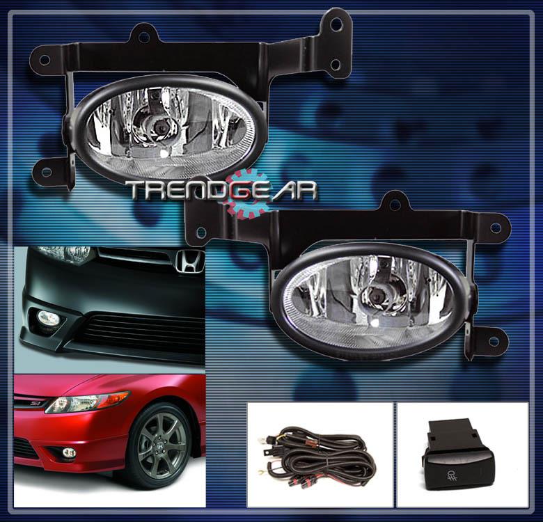 06 07 08 honda civic coupe 2dr jdm bumper driving fog lights lamp+oem switch kit