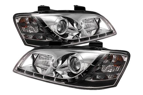 Spyder pg808drlc chrome clear projector headlights head light w leds drl