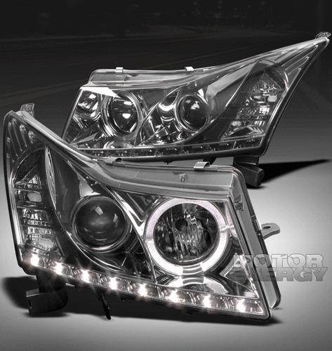 2011 2012 chevy cruze halo drl led smoke projector headlights signal left+right