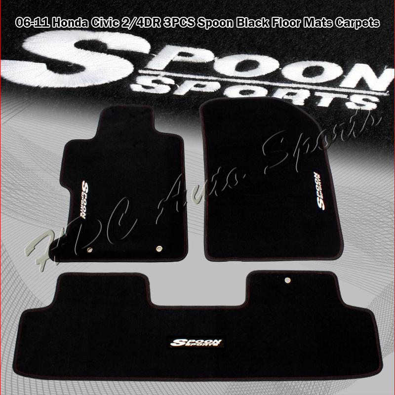 2006-2011 honda civic coupe/sedan red stitched black spoon floor mats carpets