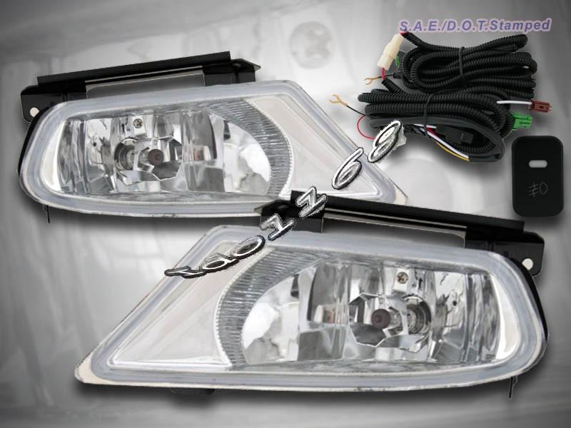 05 06 07 honda odyssey clear bumper fog lights w/switch side driving lamps