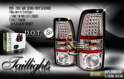 Depo pair gun metal style altezza tail lights w/ led chevy gmc silverado sierra