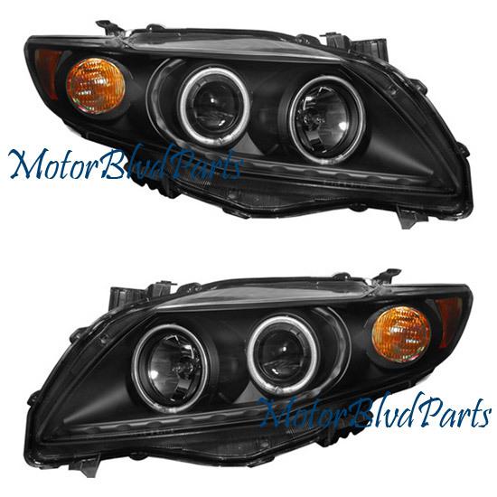 2009-2010 toyota corolla projector headlights w/ccfl halo black left+right set