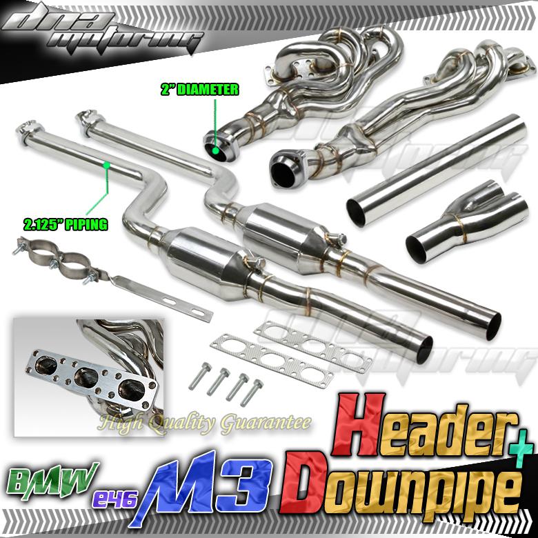 Bmw e46 m3 t304 full stainless steel header exhaust+down+y pipe exhaust system 
