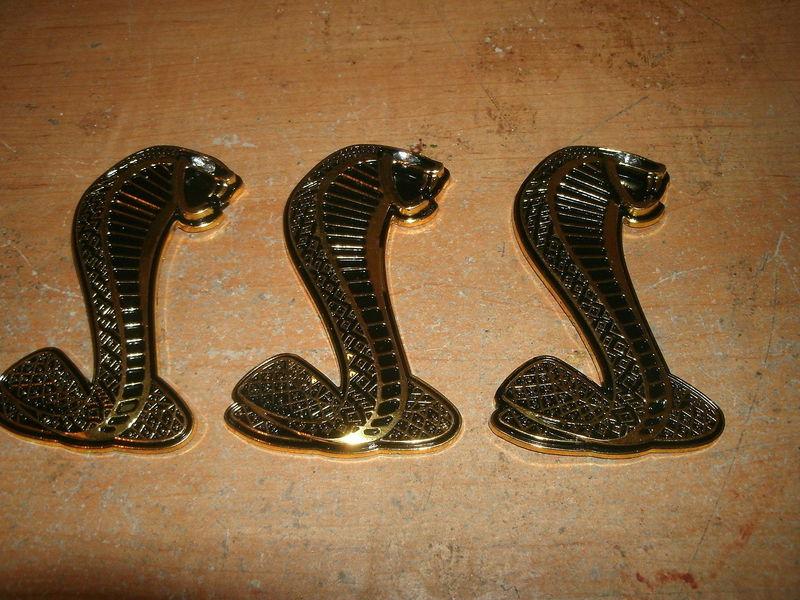 Ford mustang shelby cobra torino cobra - cobra snake emblems 3pc set gold 4 inch