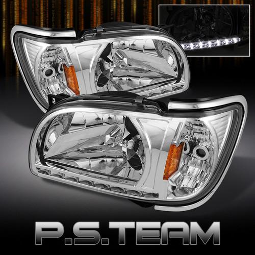 01-04 tacoma 2in1 clear crystal drl led headlights w/chrome trim corner signal