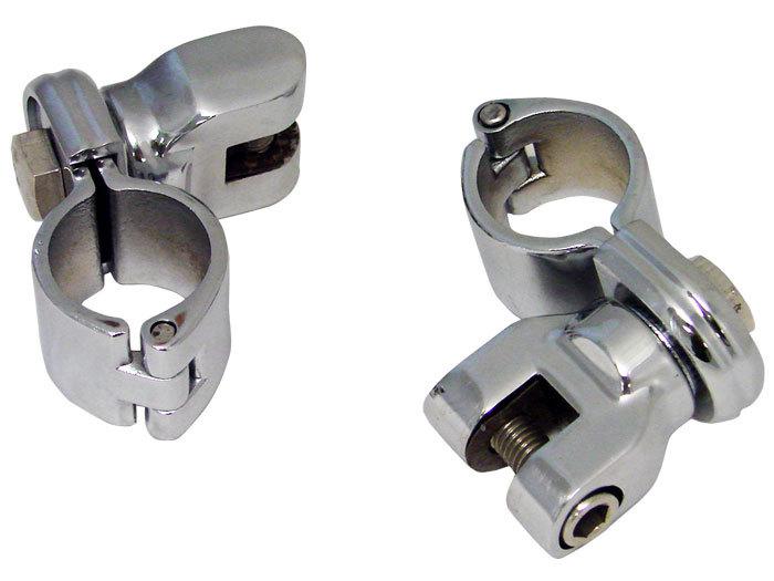 Chrome footpeg mount clamp bracket for harley 1 1/4" highway engine crash bar