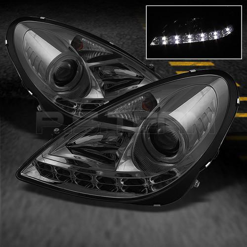 Smoked 05-11 mercedes benz r171 slk-class projector drl led strip headlights