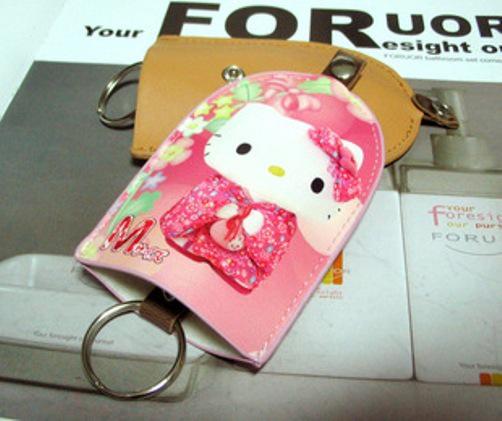 Hello kitty pu leather car remote control units bag/ lock sets /key bag kk23