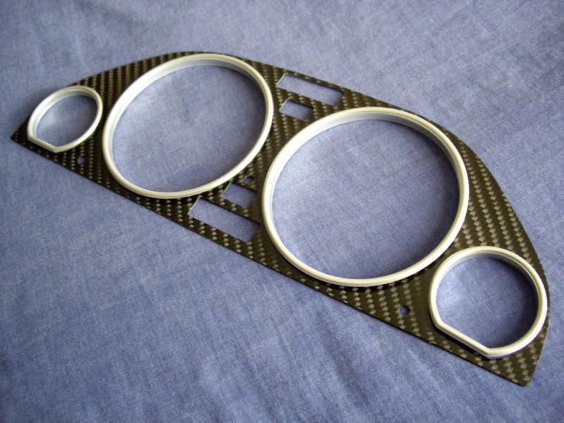 Bmw e32 e34 m5 carbon fiber bezel + silver rings cluster gauge speedo dial br020